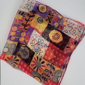 Vintage Country Calico Print Scarf Neck Square 20" x 20" 1970's